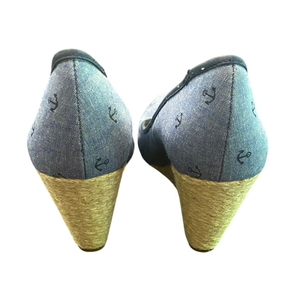 Sole Society Denim Anchor Wedge Heels Espadrille Nautical Sz 8.5 Resort Coastal - Picture 3 of 8